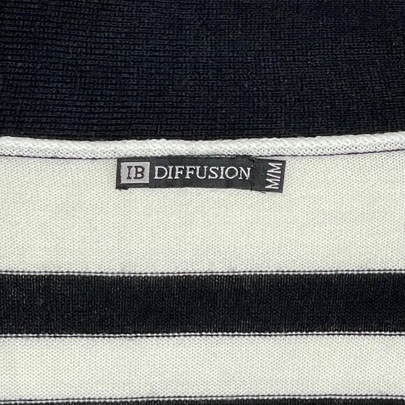 Diffusion Black & White Striped Open-Front Cardigan | Size Medium - Picture 4 of 8